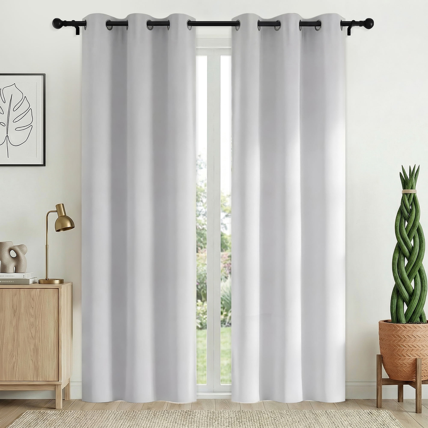 XUEYU Blackout Curtains 2 Panels, 100% Full Light Blocking Window Curtains, Grommet Energy Efficient Drapes for Bedroom Living Room, 42x84 Inch, White
