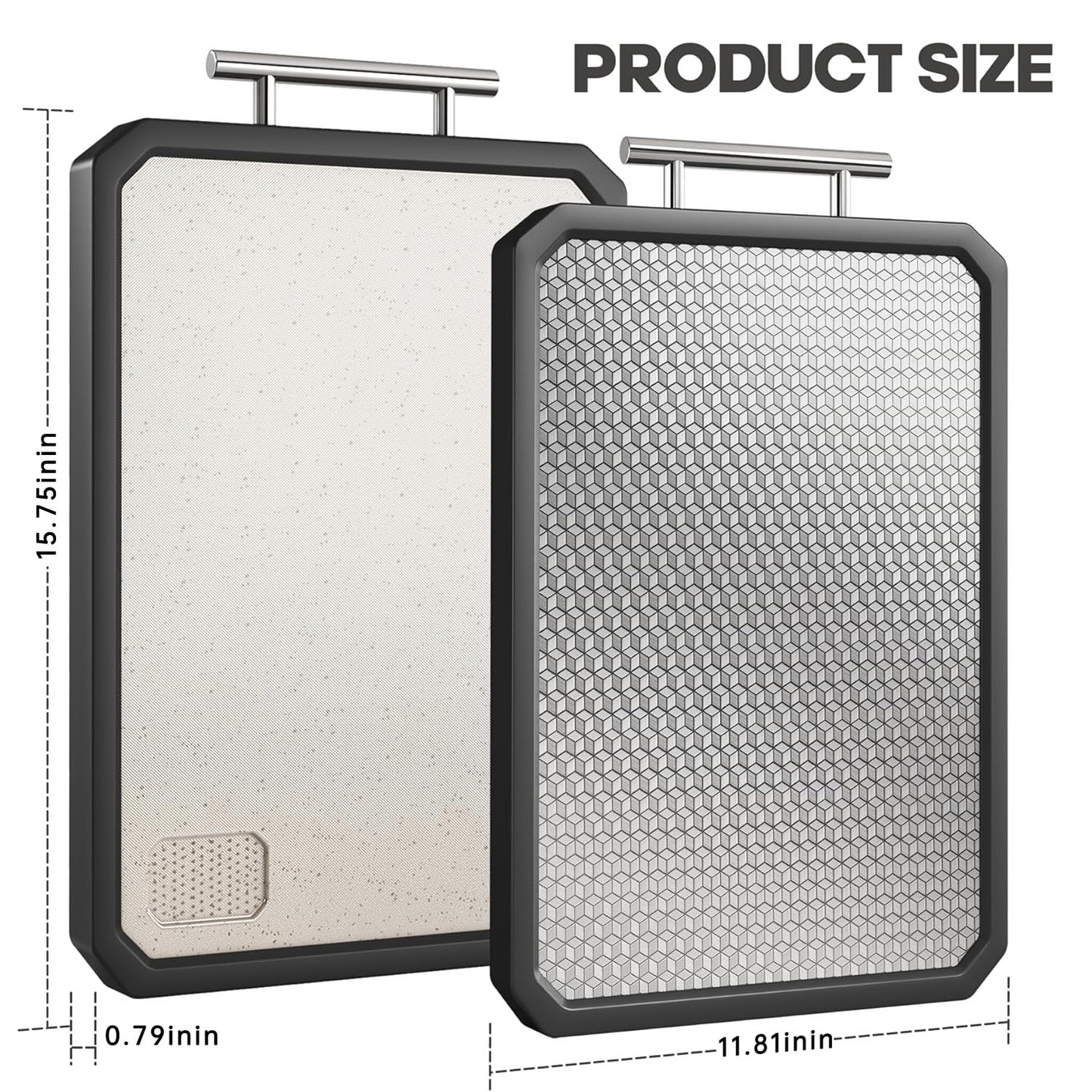 Stainless Steel Cutting Board, Double Sided Steel Cutting Board, Stainless Steel/Wheat Straw PP Large Cutting Board for Kitchen, Dishwasher Safe, Non Toxic Chopping Board, 15.75* 11.02Inch