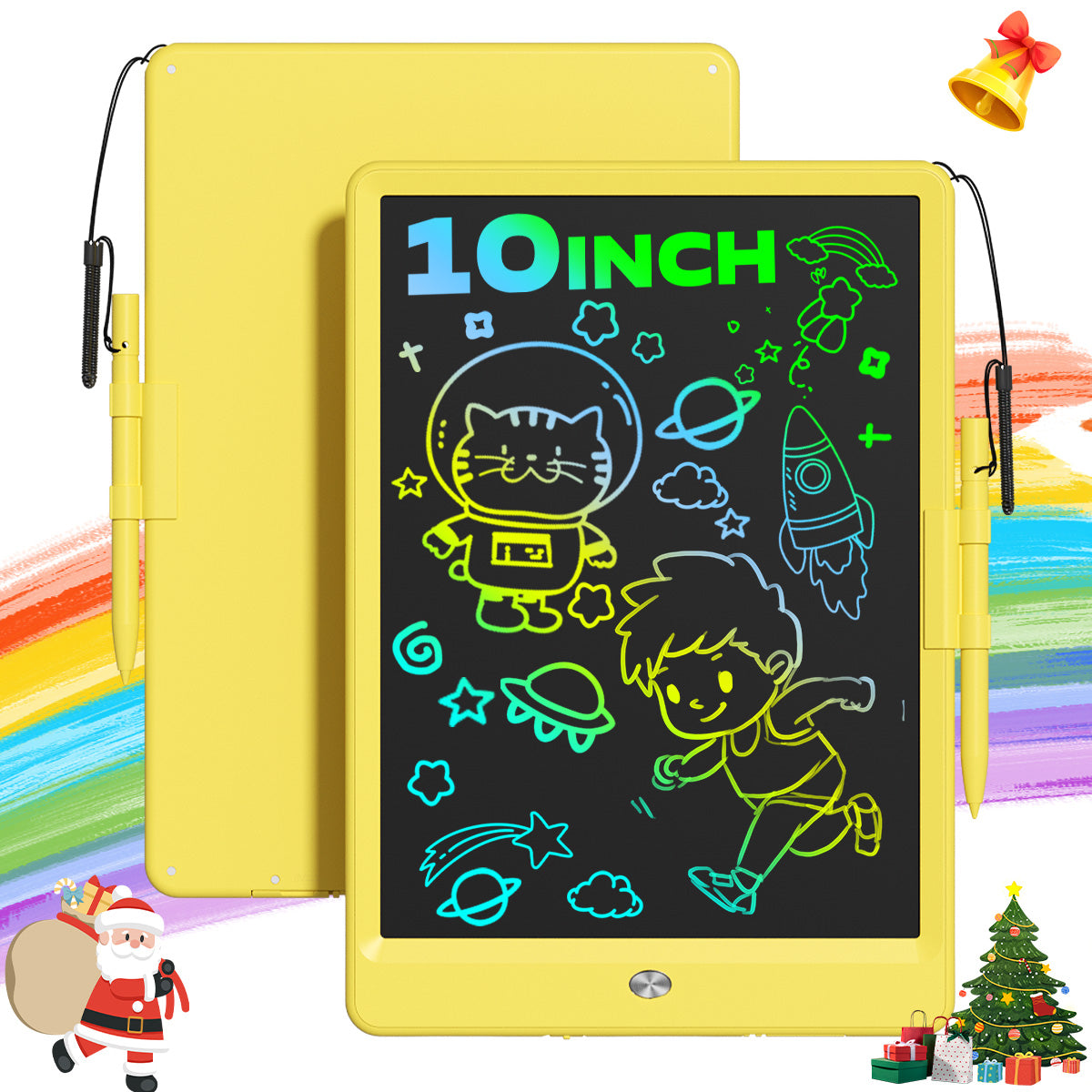 LCD Writing Tablet, 10 Inch Colorful Doodle Board Drawing Pad for Kids, Car Trip Educational Toys, Erasable Electronic Drawing Pads, Birthday Gift for Age 3 to 8 Year Old Boys Girls
