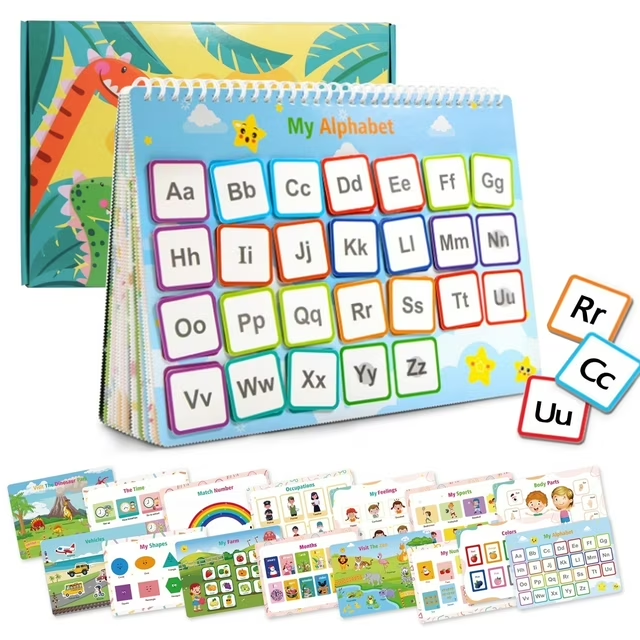 Busy Book for Toddlers,Montessori Preschool Learning Activities With 16 Themes and 16 Pages Educational Coloring Books,Gifts for Ages 3 and Up Boys Girls, Homeschool Montessori Toys
