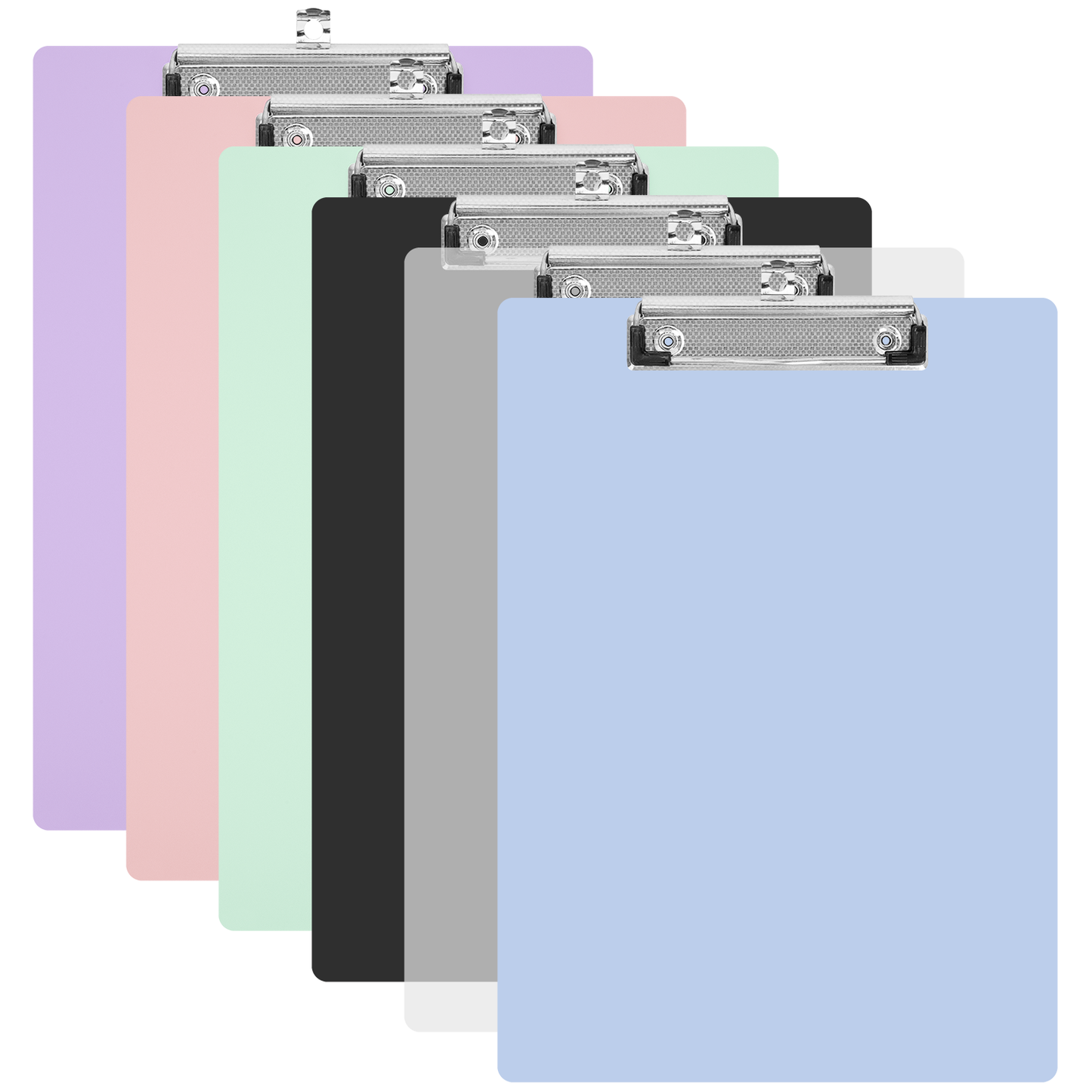XUE01OFCB0000MT XUEYU Plastic Clipboards Set of 6, Multi Color Plastic Clipboards Bulk, 12.5 x 9 Inch Heavy Duty Plastic Clipboards, Holds 100 Sheets, Jumbo Clip, Multi Color for Classroom & Office