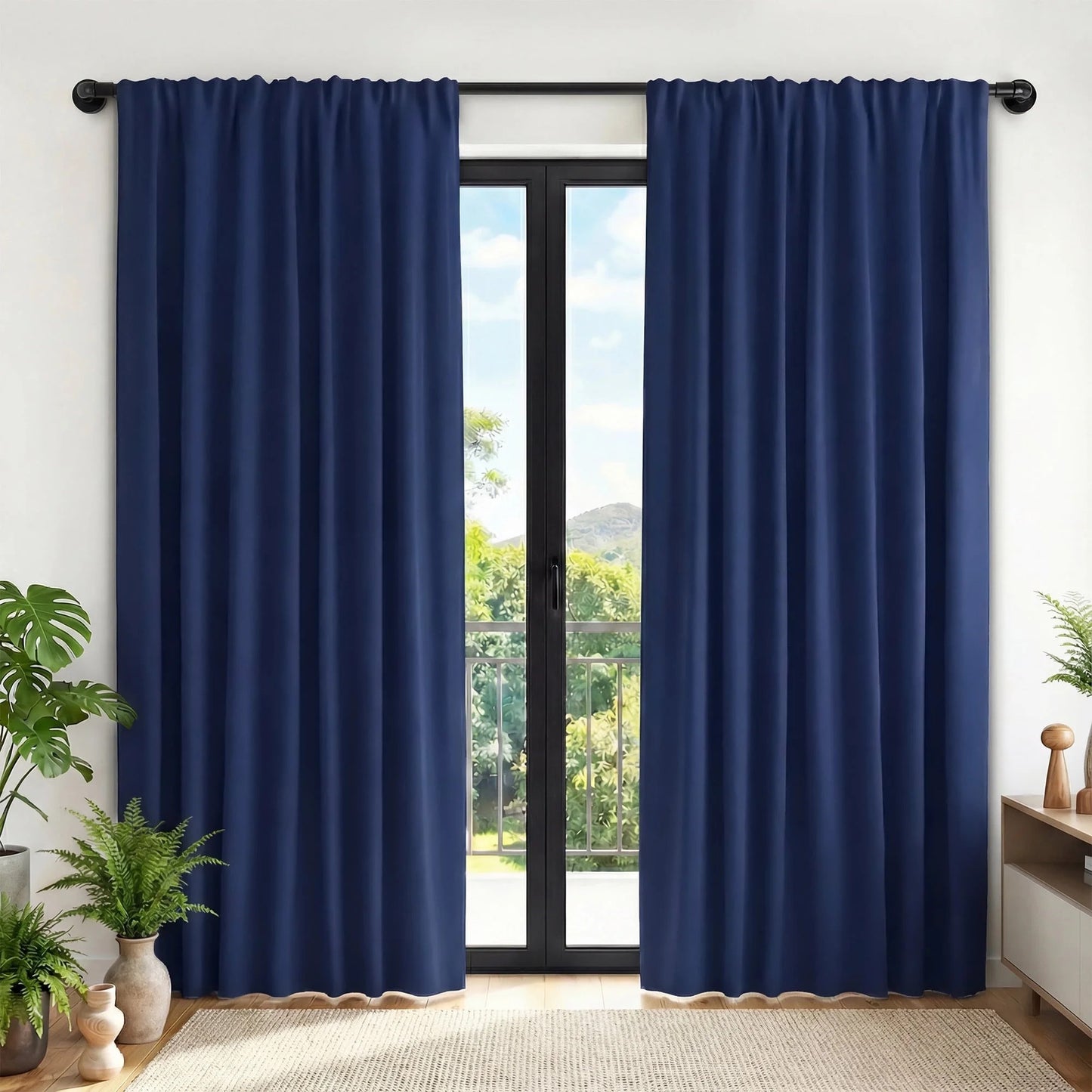 XUEYU Blackout Curtains for Bedroom 84 Inch - Window Curtains Blackout with Grommets Thermal Insulated Room Darkening Light Blocking for Living Room Windows, 2 Panels,Navy