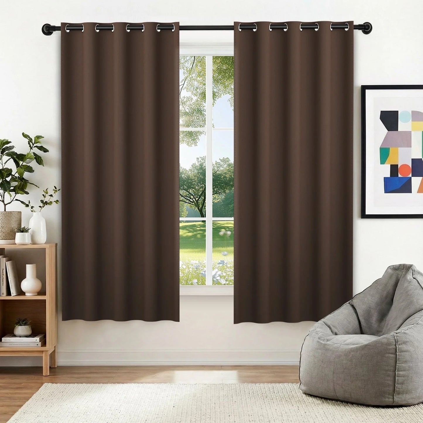 XUEYU Blackout Curtains, Full Light Blocking Curtains for Bedroom, Window Curtain for Living Room 52 x 72 inch Grommet, Energy Efficient Curtains for Living Room Window(2 Panels,Brown)