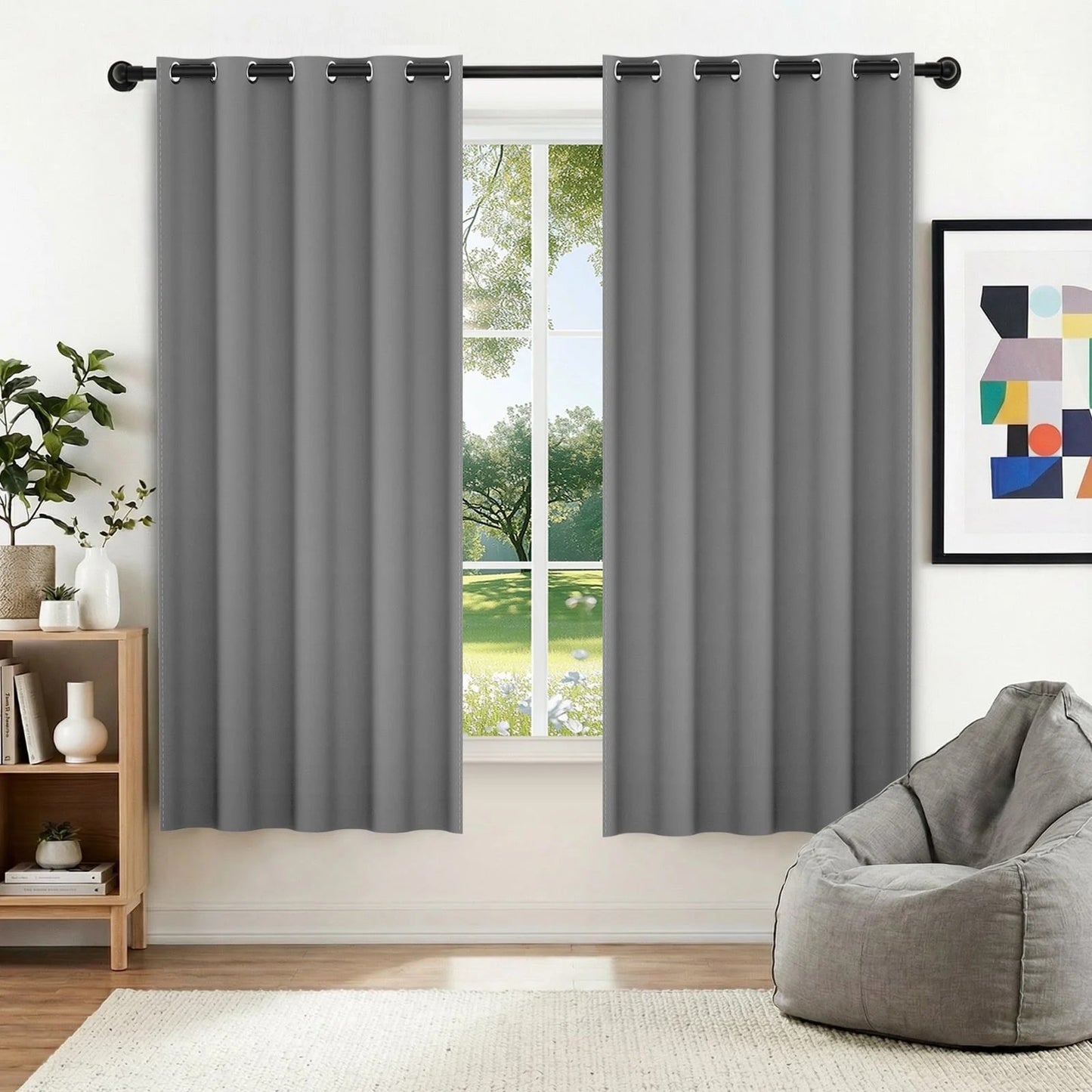 XUEYU Blackout Curtains, Full Light Blocking Curtains for Bedroom, Window Curtain for Living Room 52 x 72 inch Grommet, Energy Efficient Curtains for Living Room Window(2 Panels,Deep Gary)