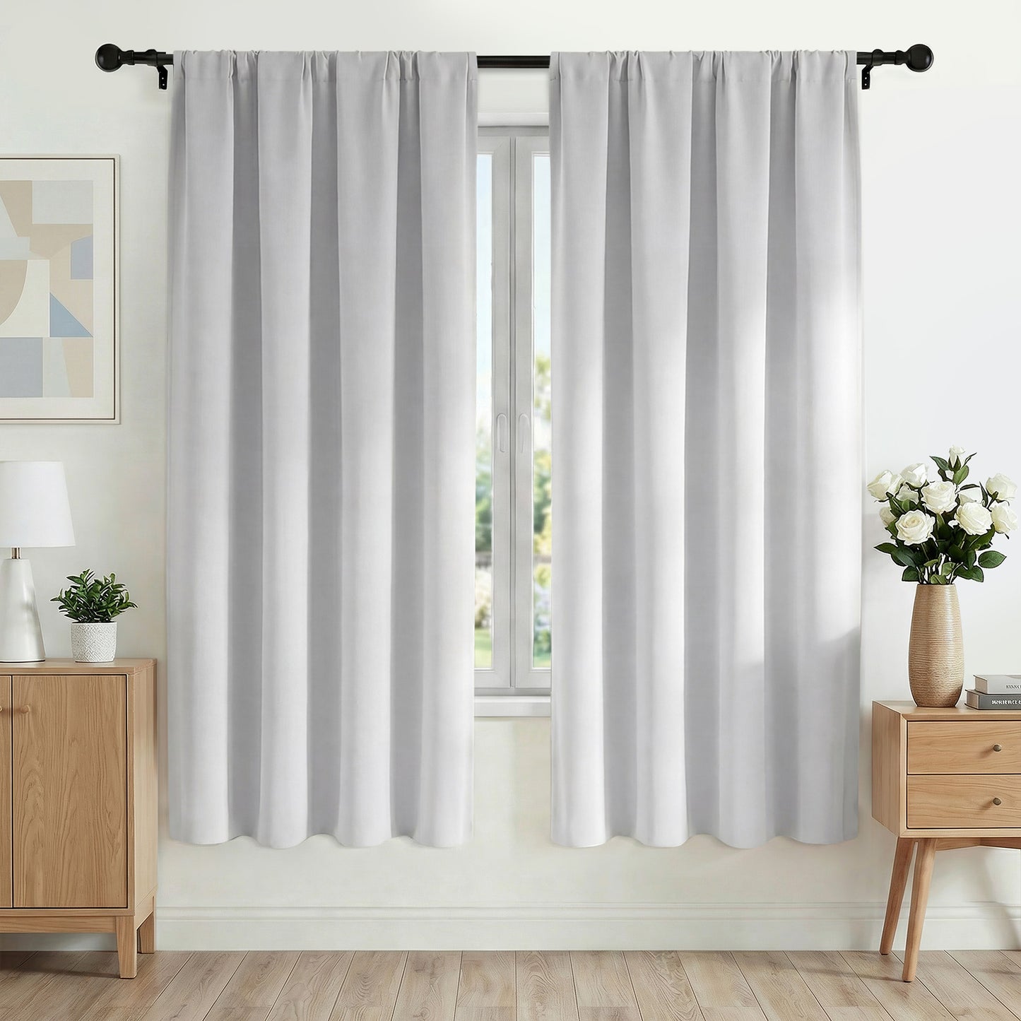 XUEYU Blackout Curtains 42W x 72L Inches, Window Curtain Blackout Rod Pocket Thermal Insulated Light Blocking Drapes, Room Darkening Window Curtains for Bedroom Living Room Home Decor, 2 Panels,White