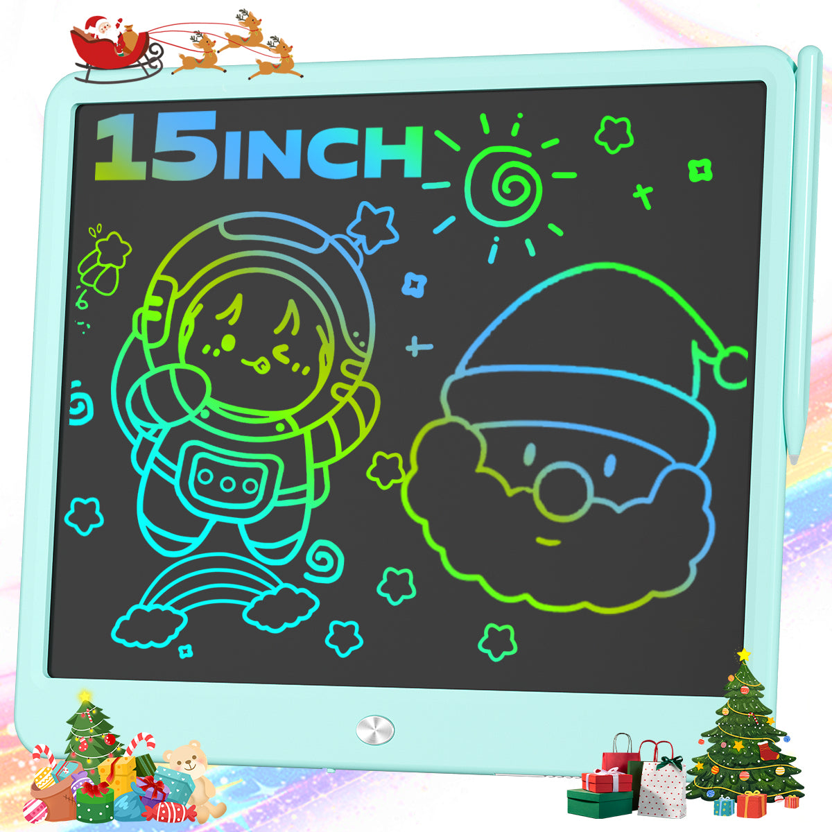 15Inch LCD Writing Tablet, Doodle Boards for Kids, Colorful Toddler Doodle Board Drawing Tablet, Erasable Reusable Drawing Pads, Educational and Learning Toys for Kids