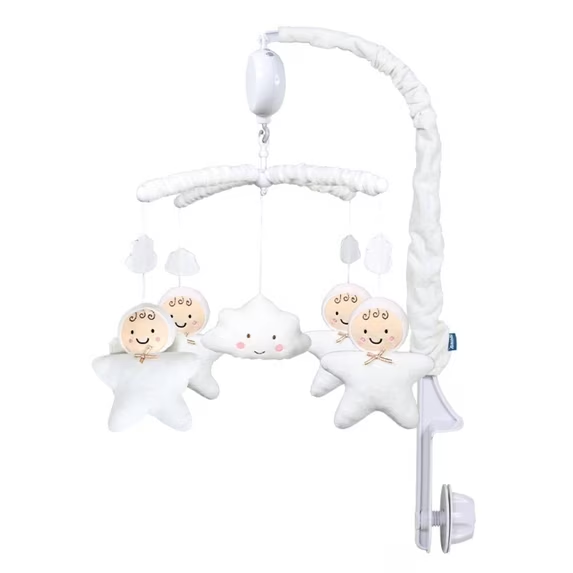 Musical, 360 Rotation Baby Animals Baby Mobile with 12 Lullabies, White