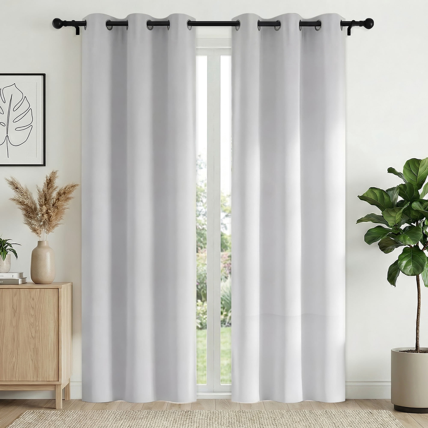 XUEYU 100% Blackout Curtains for Bedroom, Light Blocking Thermal Insulated Curtains with Noise Reduction, 42x84 Inch Room Darkening Window Drapes, Set of 2 Panels, White