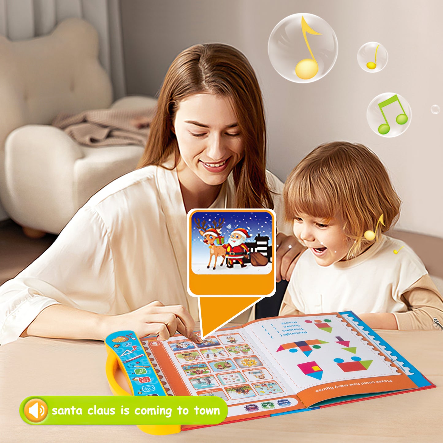 ABC Sound Book for Toddlers 1-5, Interactive Alphabet Learning Toy with English Letters and Words, Preschool Educational Toys for Boys and Girls