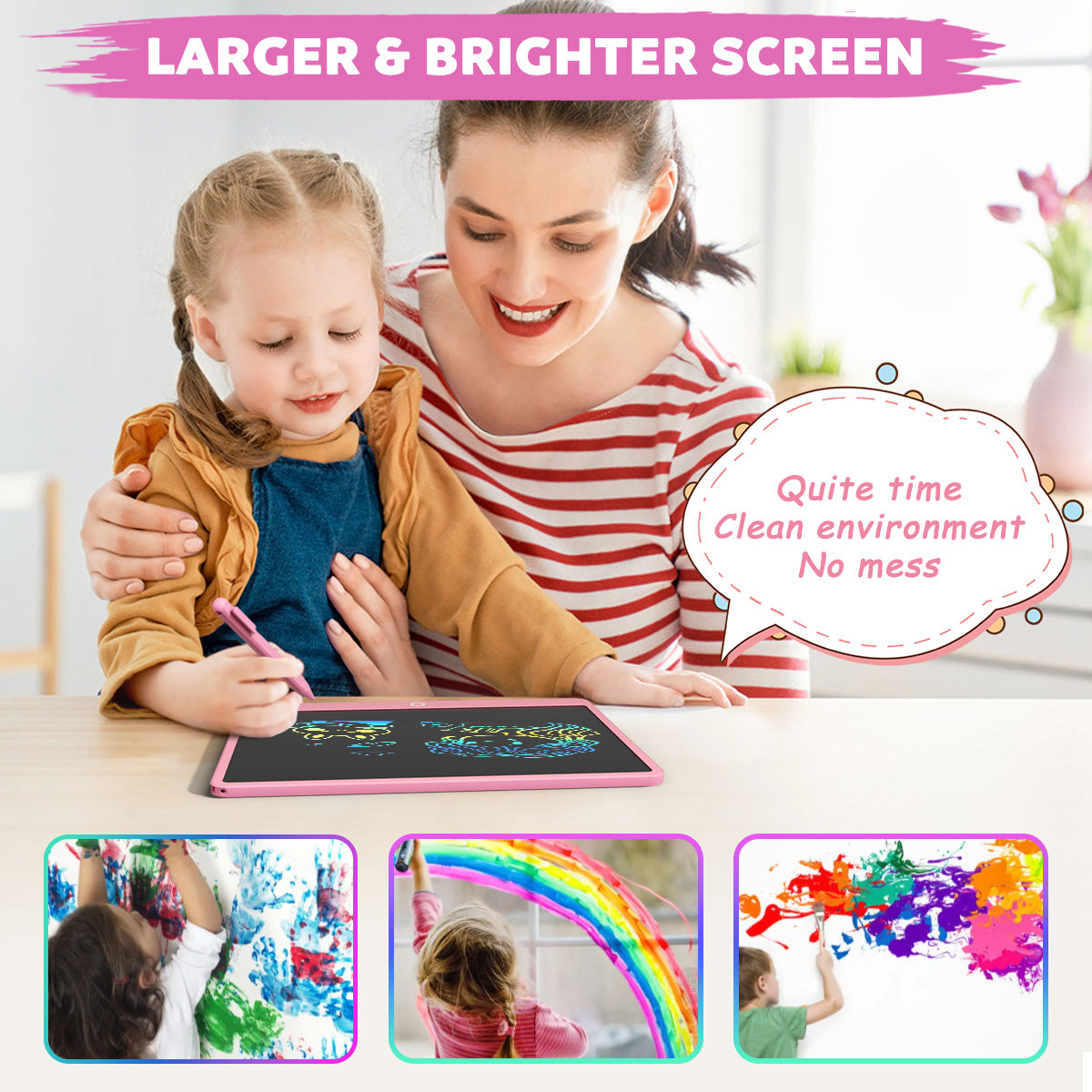 LCD Writing Tablet for Kids, 10 Inch Toddlers Doodle Board, Learning Toys, Reusable Drawing Pad Travel Essentials, Christmas Birthday Gift for for 3 4 5 6 7 Year Old Girls Boys