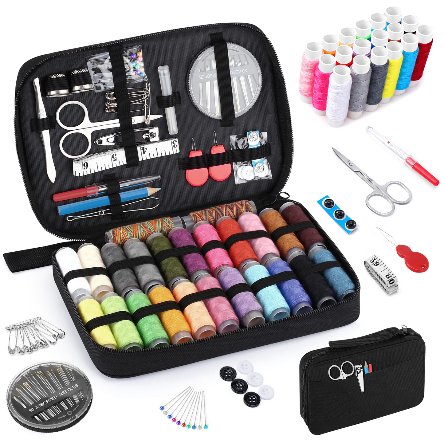 Sewing Kit for Adults, 97PCS Portable Sewing Supplies, Needle and Thread Kit with Sewing Supplies and Accessories for Kids, Beginner, Home, Travel, Emergency Repairs