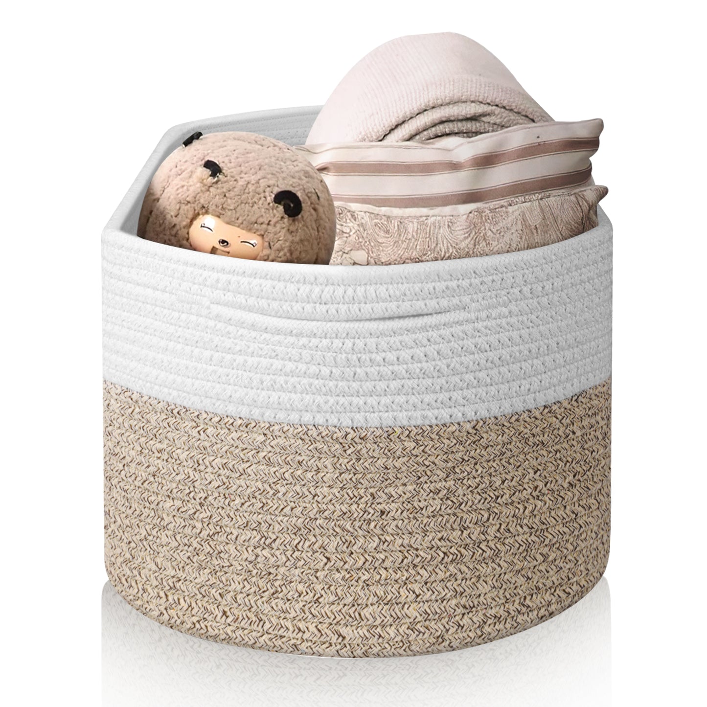 22"x12"x17"Large Basket, Storage Baskets for Organizing, Blanket Storage for Living Room, Bedroom, Rectangle Rope Baskets for Storage, Woven Baby Basket for Clothes