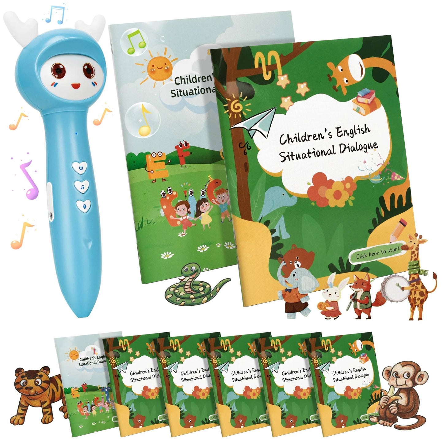 XUEYU Learn-to-Read Talking Pen, Phonics Learning Set with 8 Interactive Books & Educational Games, Early Reading Toy with Fun Facts & Nursery Rhymes for Kids