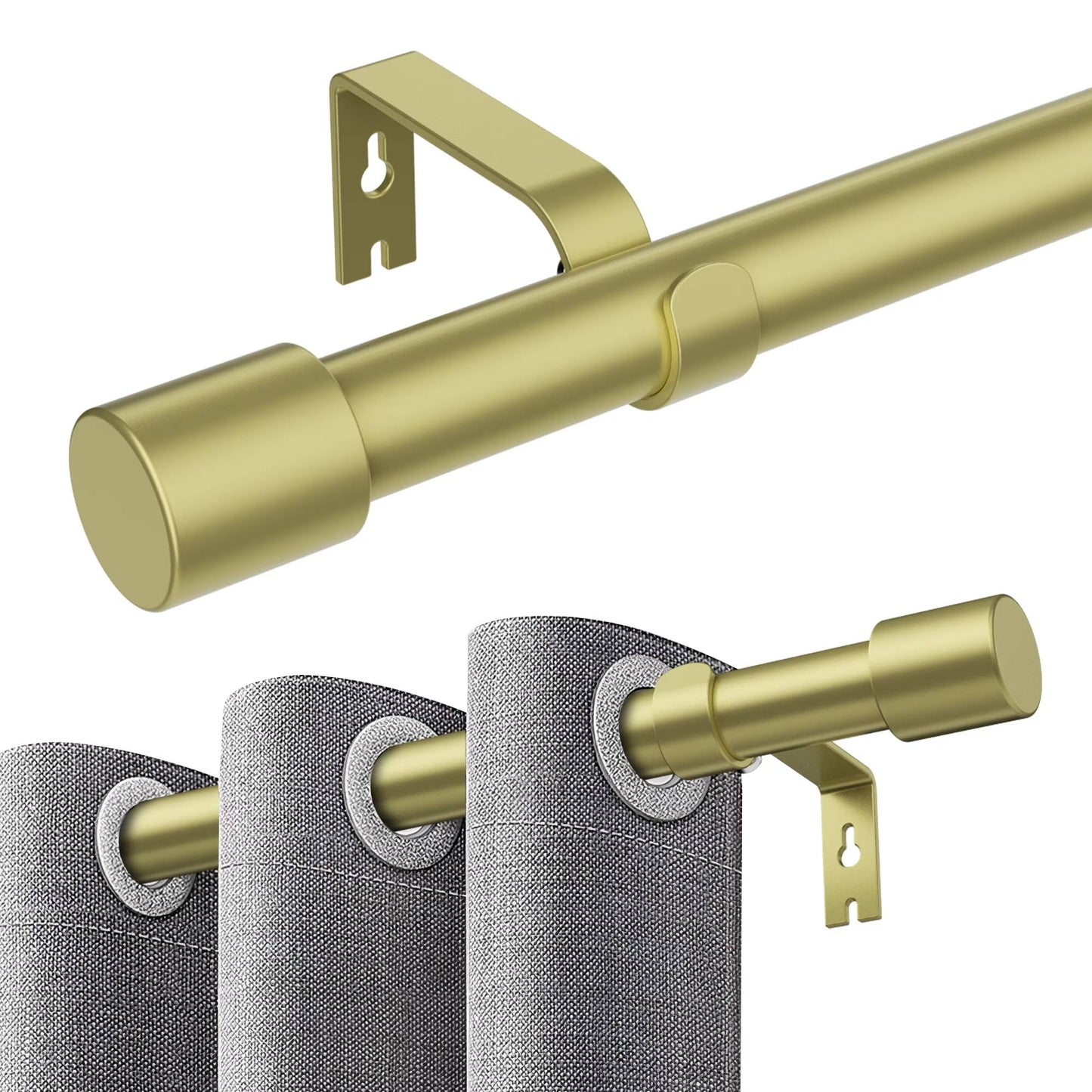 Curtain Rods for Windows 32 to 144 inch, Adjustable Window Curtain Rod, Single Window Curtain Rod with Aluminium End Cap, 1 inch Diameter Decorative Curtain Rod Set, Modern Decorative Drapery Rods