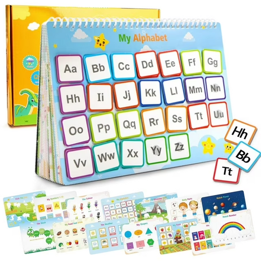 Busy Book for Kids, Montessori Autism Sensory Educational Toys, 15 Pages Toddlers Preschool Activity Binder and Early Learning Toys, for Boys & Girls Develops Fine Motor Skills