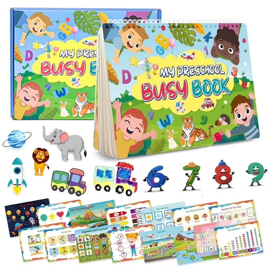 Busy Book for Toddlers 3+, Preschool Learning Activities with 16 Themes Preschool Workbooks, Montessori Educational Learning Sensory Toys Activity Books for Birthdays Gifts Boys Girls