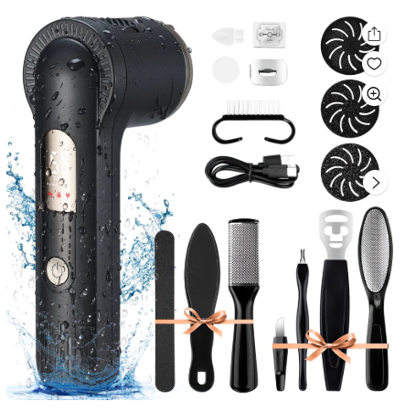 XUEYU Electric Foot Callus Remover, Waterproof Callus Remover for Feet W/ Vacuum Suction, 14 in 1 Rechargeable Foot Scrubber Kit W/ 3 Roller Heads, Pedicure Tools for Feet, Foot File for Dry & Crack