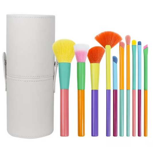 Makeup Brush Set 10 Pcs Premium Synthetic Foundation Powder Concealers Eye shadows Blush Makeup Brushes for Liquid, Cream, and Powder with Detachable White Case