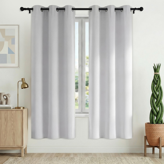 XUEYU Blackout Curtains 2 Panels, 100% Full Light Blocking Window Curtains, Grommet Energy Efficient Drapes for Bedroom Living Room, 42x72 Inch, White