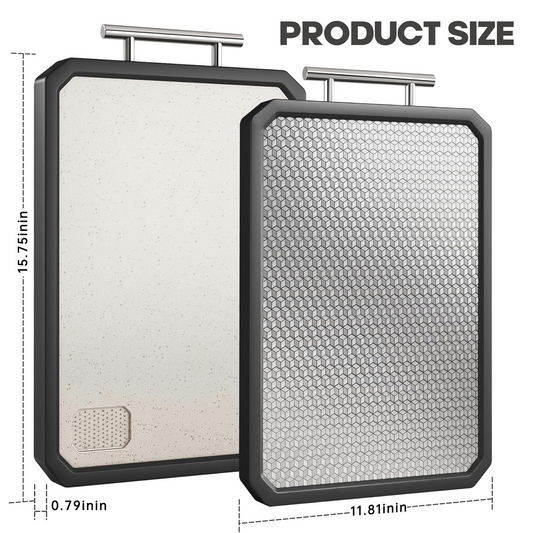 Stainless Steel Cutting Board, Double Sided Steel Cutting Board, Stainless Steel/Wheat Straw PP Large Cutting Board for Kitchen, Dishwasher Safe, Non Toxic Chopping Board, 15.75* 11.02Inch