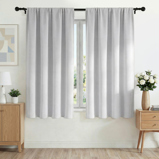 XUEYU Blackout Curtains 42W x 63L Inches, Window Curtain Blackout Rod Pocket Thermal Insulated Light Blocking Drapes, Room Darkening Window Curtains for Bedroom Living Room Home Decor, 2 Panels,White