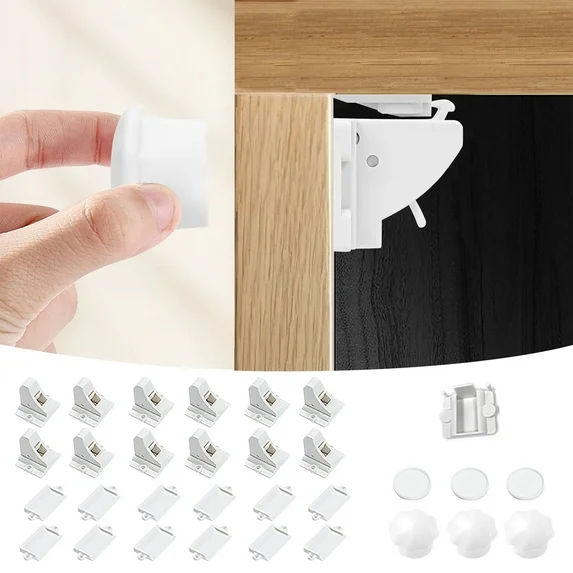 XUE000MCL002WH Xueyu Magnetic Cabinet Locks, Magnetic Baby Proofing Cabinet Locks for 12 Locks and 3 Keys, Locks for Kitchen, Cabinets and Drawers, Invisible from Outside, No Tools, Easy Installation