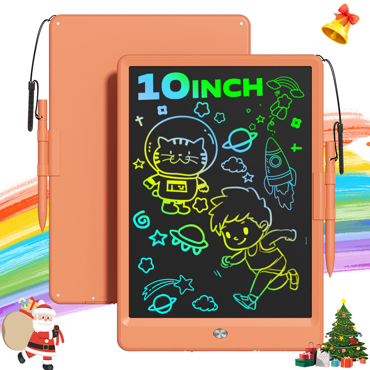 LCD Writing Tablet, 10 Inch Colorful Doodle Board Drawing Pad for Kids, Car Trip Educational Toys, Erasable Electronic Drawing Pads, Birthday Gift for Age 3 to 8 Year Old Boys Girls