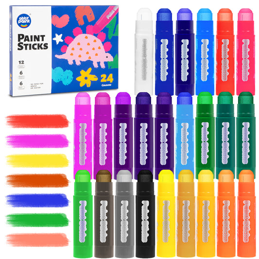 Tempera Crayon Sticks, Washable Platel Stick 24Classic Colors, Washable Crayon Sticks, Super Quick Drying Art Gifts for Arts And Crafts Project