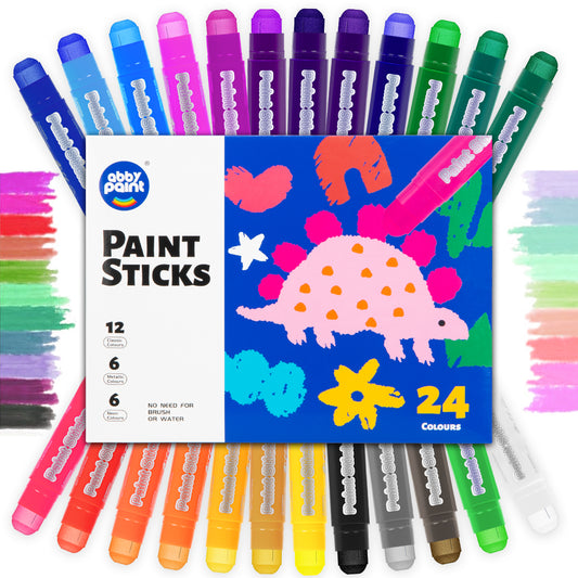 Tempera Crayon Sticks, Washable Platel Stick 24Classic Colors, Washable Crayon Sticks, Super Quick Drying Art Gifts for Arts And Crafts Project