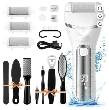 XUEYU Electric Callus Remover for Feet, 3 Speed Foot Callus Remover Kit W/ 3 Roller Heads, 14 in 1 Waterproof Pedicure Tools for Feet,Rechargeable Foot Scrubber for Dry & Crack,Professional Foot File