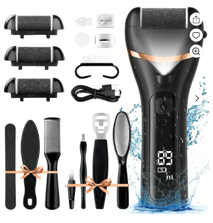 XUEYU Electric Callus Remover for Feet, 3 Speed Foot Callus Remover Kit W/ 3 Roller Heads, 14 in 1 Waterproof Pedicure Tools for Feet,Rechargeable Foot Scrubber for Dry & Crack,Professional Foot File