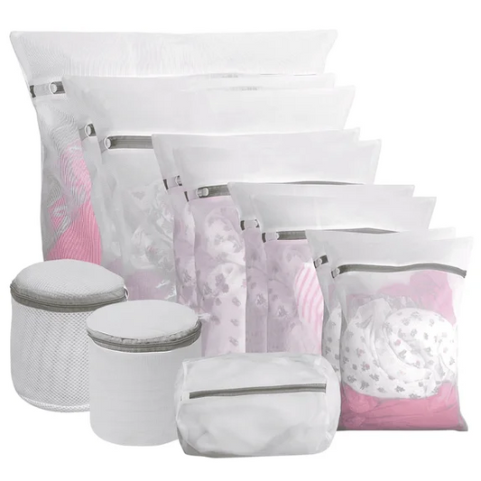 XUE000LB001WH12PCS Xueyu 12 Pack 8 Size Laundry Bags with Upgraded Zipper, Dryer Pouch, Travel Storage Organize Bag, Washing Machine Wash Bag for Bra, Jeans, Hosiery, Blouse, Delicates, Lingerie