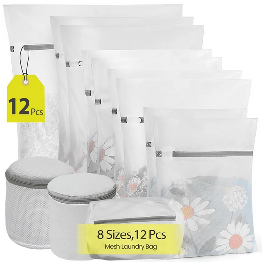 XUE000LB002WH12PCS Xueyu 12Pcs Mesh Laundry Bags, Washing Machine Wash Bag with Zipper, Dryer Safe, Clothing Washing Bags for College, Dorm, Travel-1XL, 2L, 2M, 2S, 2 Mini, 3 Cylinder