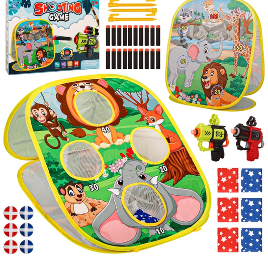 4 in 1 Bean Bag Toss Game - 2025 Upgraded Corn Hole Set for Kids, Toddler Outdoor Toys, Gift for Boys Girls Ages 3-5, 5-7