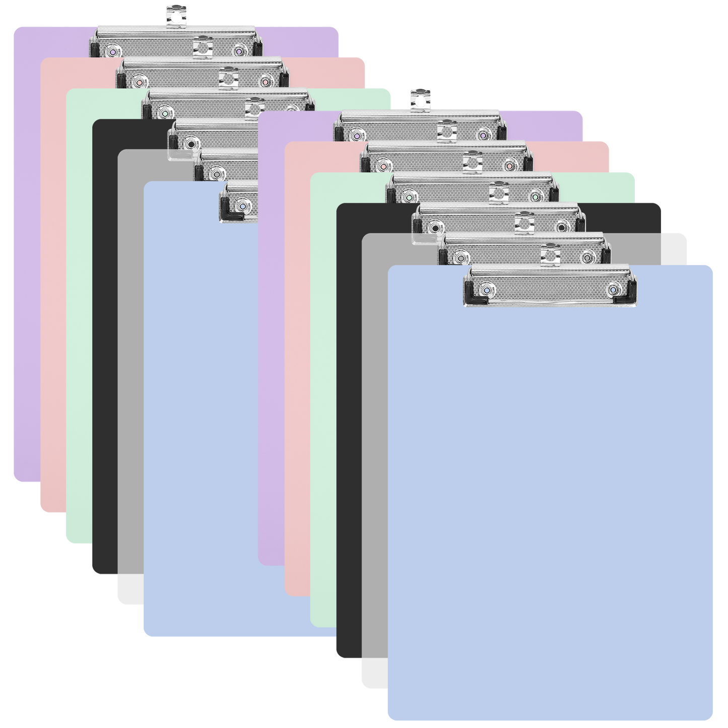 XUE03OFCB0000MT XUEYU Plastic Clipboards Set of 12, Multi Color Plastic Clipboards Bulk, 12.5 x 9 Inch Heavy Duty Plastic Clipboards, Holds 100 Sheets, Jumbo Clip, Multi Color for Classroom & Office