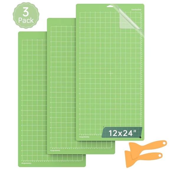 Standard Grip Cricut Mat, 3 Pack 12x24in Craft Cutting Mat for Cricut Explore Air 2/Air/One/Maker, Adhesive Sticky Quilting Mats with Protective Film, Reusable Replacement Accessories for Cricut