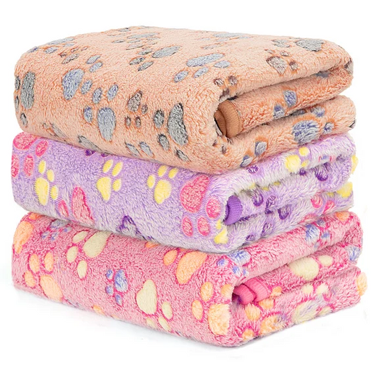 XUE000DB002L 3Pcs Dog Blanket Washable, Super Soft Fluffy Premium Pet Blanket, Cute Paw Print Pet, Throw for Cat Dog Puppy, Gifts Puppy Essentials (30x40'', Pink/Brown/Purple)