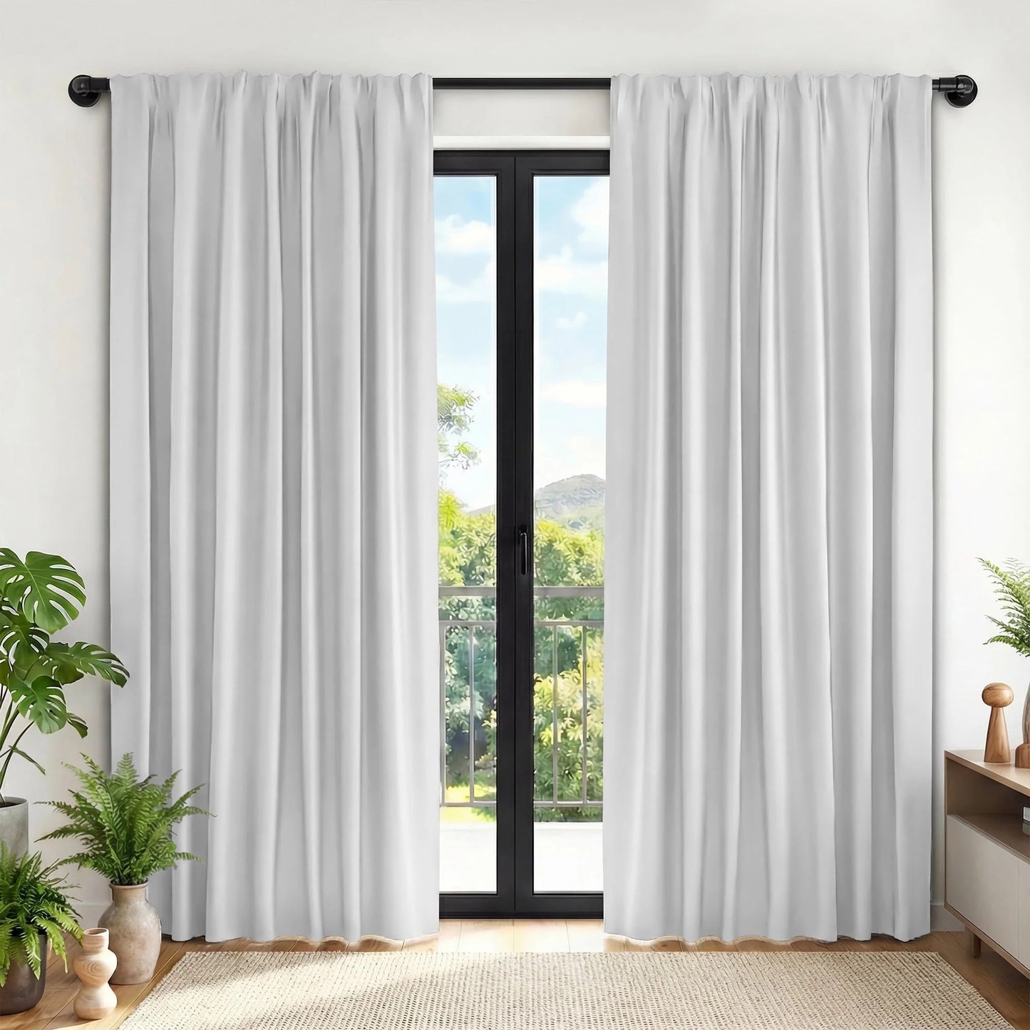 XUEYU Blackout Curtains for Bedroom 84 Inch - Window Curtains Blackout with Grommets Thermal Insulated Room Darkening Light Blocking for Living Room Windows, 2 Panels,White