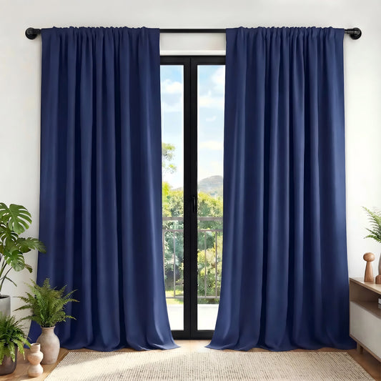 XUEYU Blackout Curtains for Bedroom 96 Inch - Window Curtains Blackout with Grommets Thermal Insulated Room Darkening Light Blocking for Living Room Windows, 2 Panels,Navy