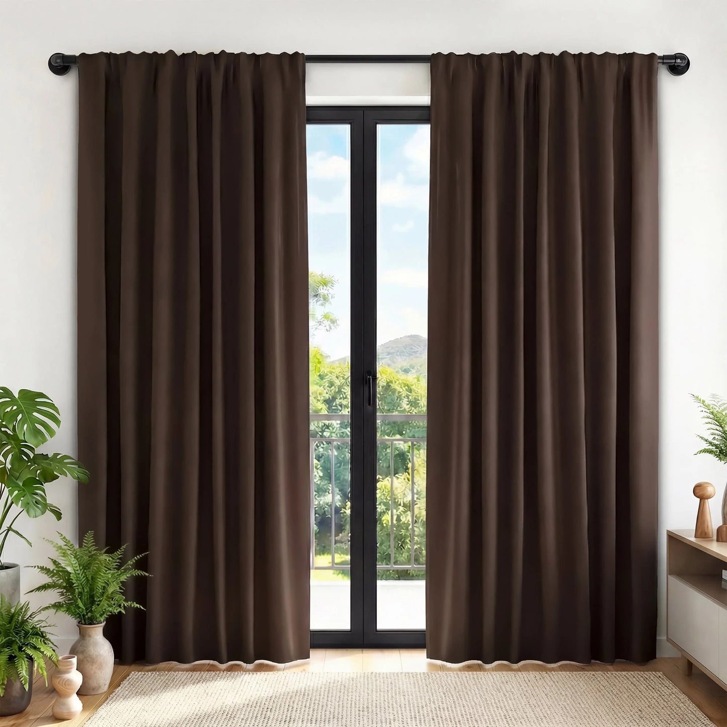 XUEYU Blackout Curtains for Bedroom 84 Inch - Window Curtains Blackout with Grommets Thermal Insulated Room Darkening Light Blocking for Living Room Windows, 2 Panels,Brown