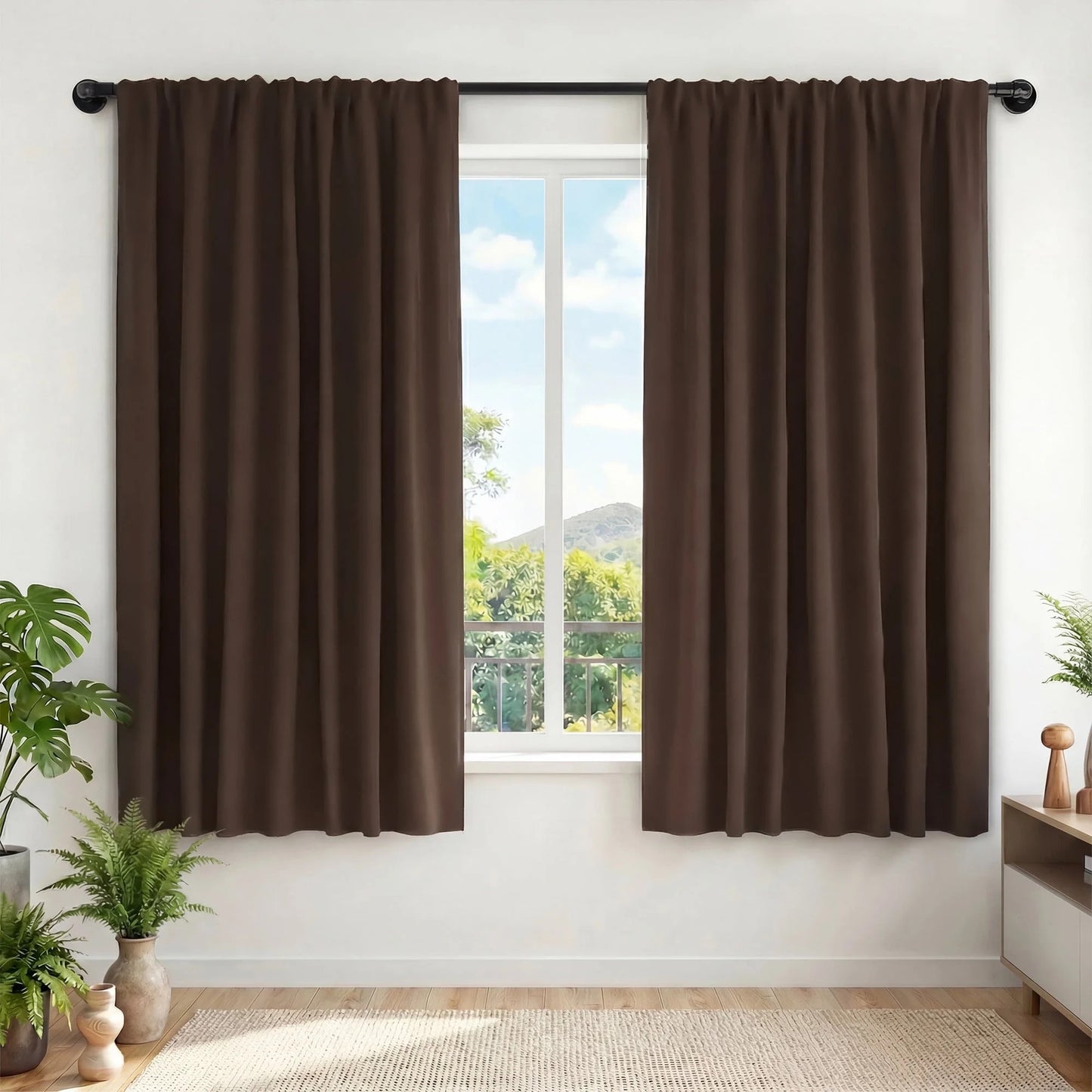 XUEYU Blackout Curtains for Bedroom 72 Inch - Window Curtains Blackout with Grommets Thermal Insulated Room Darkening Light Blocking for Living Room Windows, 2 Panels,Brown
