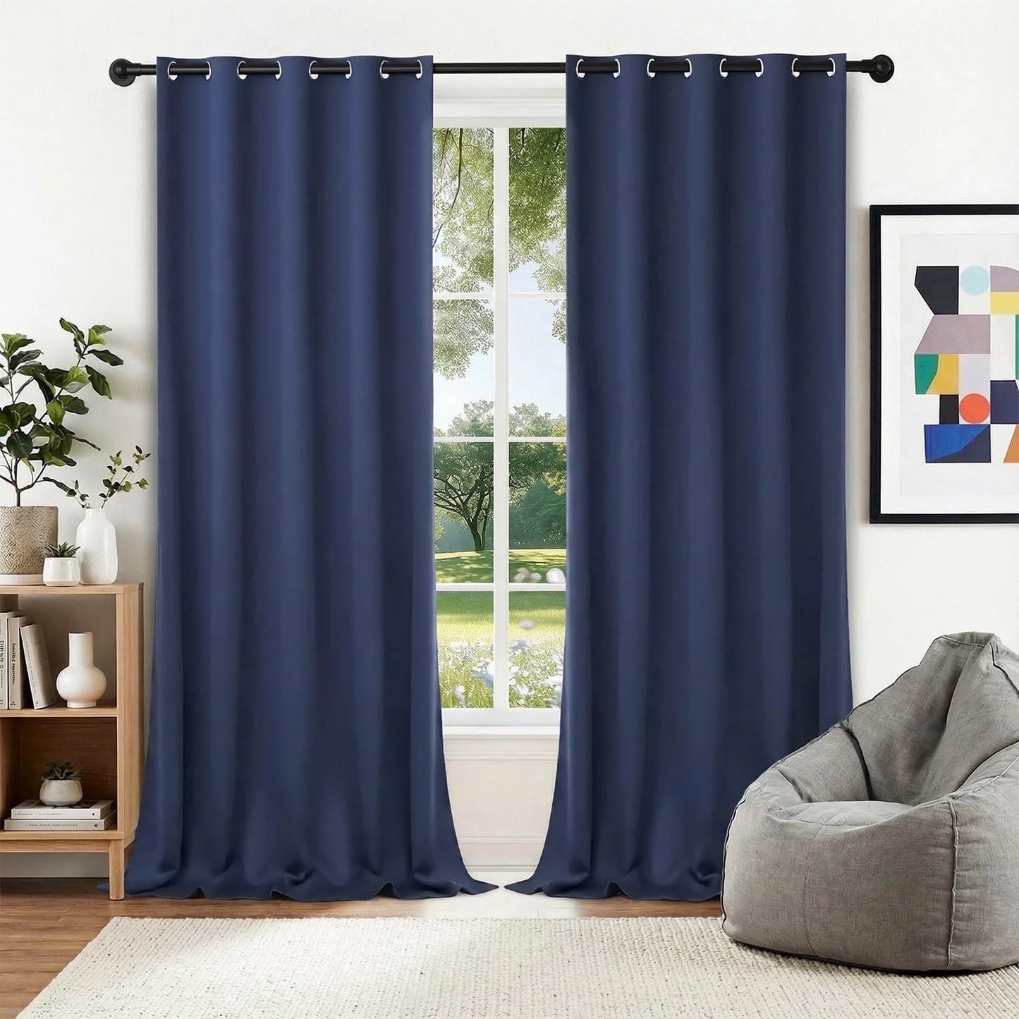 XUEYU Blackout Curtains, Full Light Blocking Curtains for Bedroom, Window Curtain for Living Room 52 x 96 inch Grommet, Energy Efficient Curtains for Living Room Window(2 Panels,Navy)