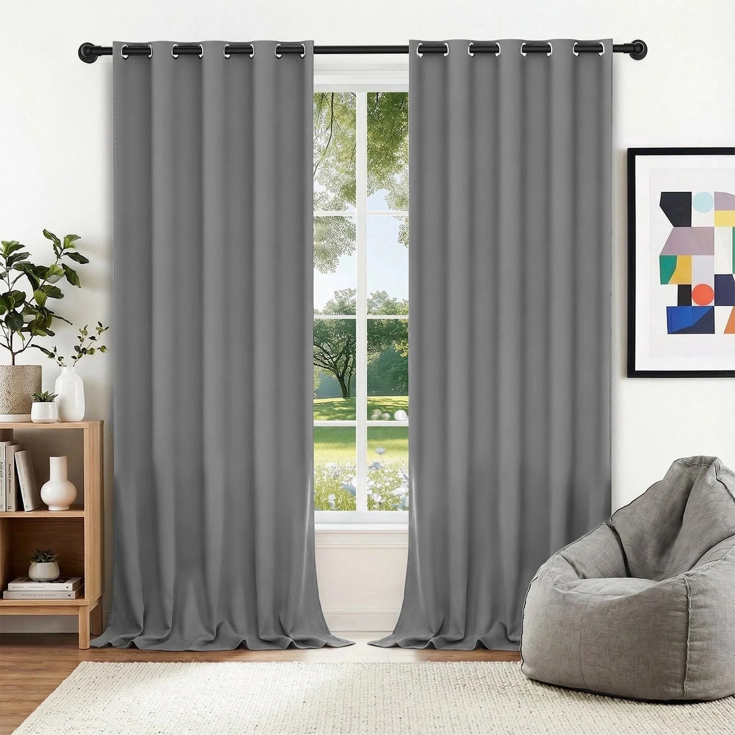 XUEYU Blackout Curtains, Full Light Blocking Curtains for Bedroom, Window Curtain for Living Room 52 x 96 inch Grommet, Energy Efficient Curtains for Living Room Window(2 Panels,Deep Gary)