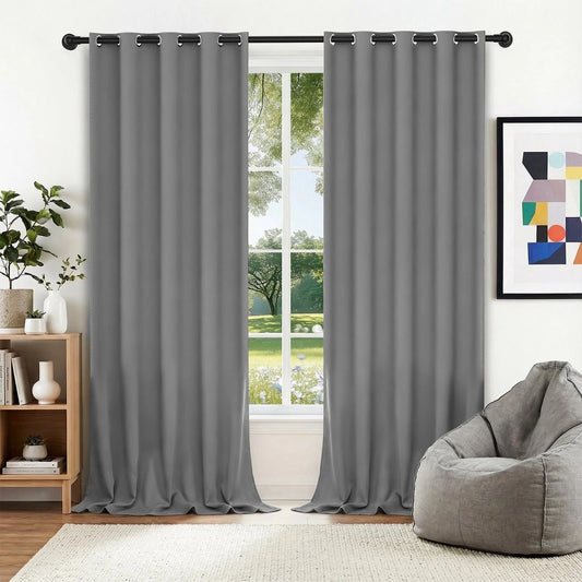 XUEYU Blackout Curtains, Full Light Blocking Curtains for Bedroom, Window Curtain for Living Room 52 x 96 inch Grommet, Energy Efficient Curtains for Living Room Window(2 Panels,Deep Gary)