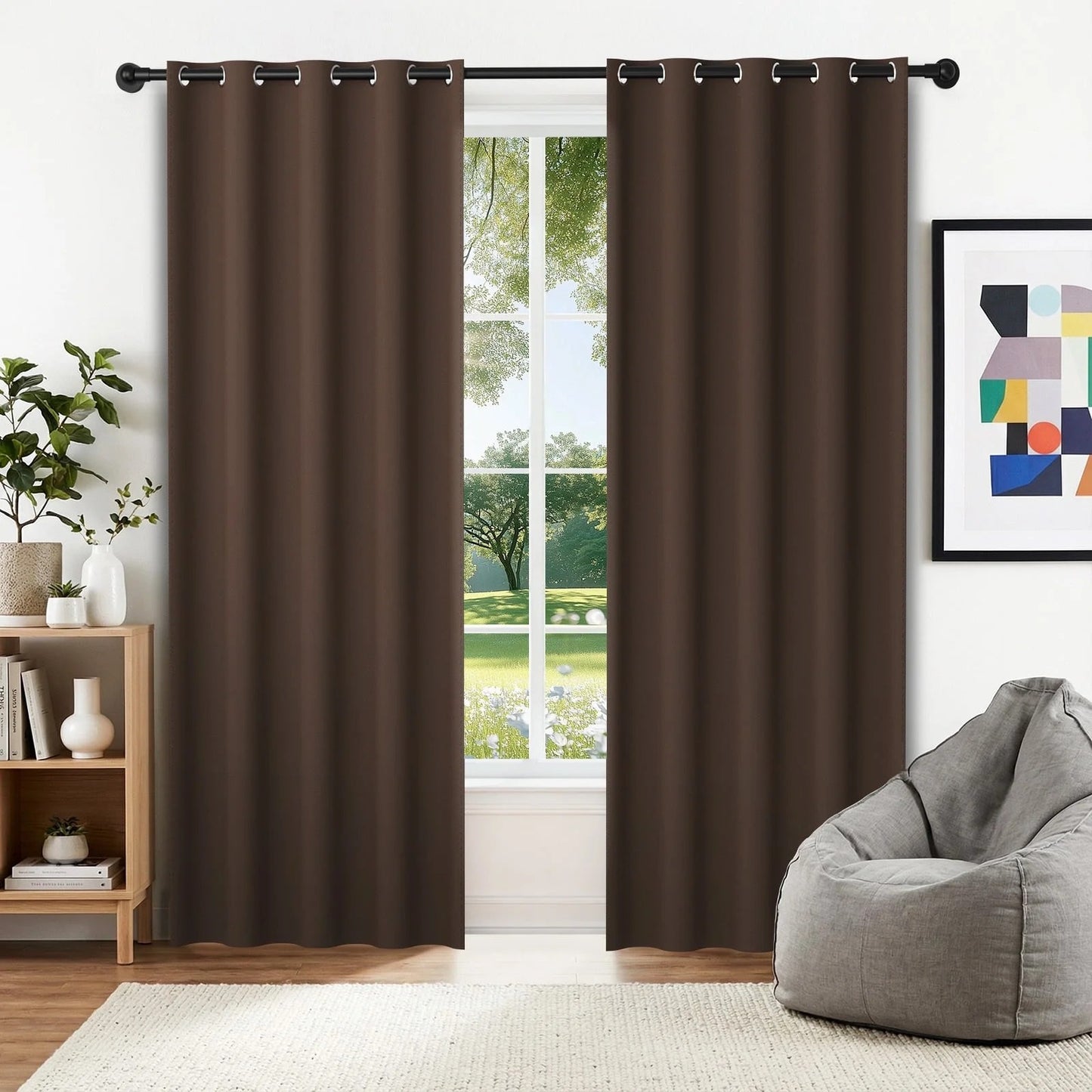 XUEYU Blackout Curtains, Full Light Blocking Curtains for Bedroom, Window Curtain for Living Room 52 x 84 inch Grommet, Energy Efficient Curtains for Living Room Window(2 Panels,Brown)