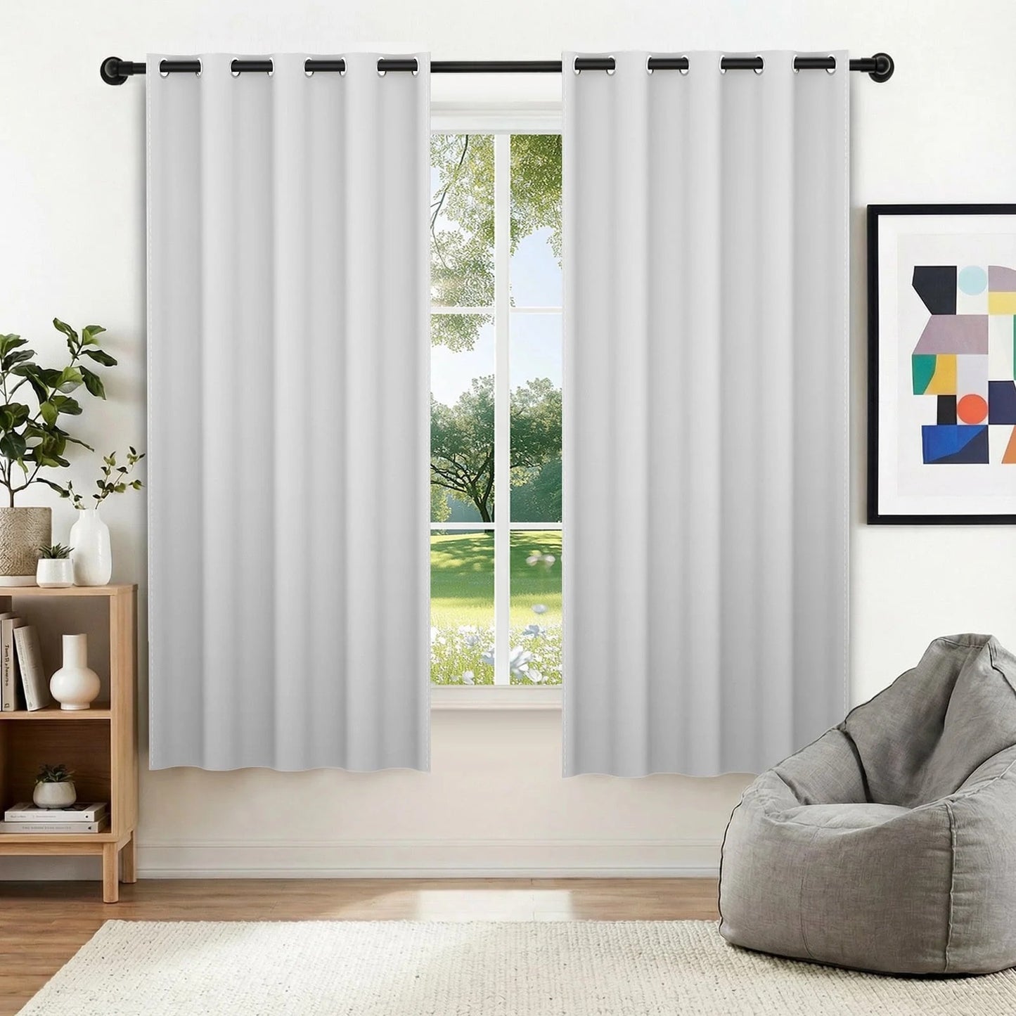 XUEYU Blackout Curtains, Full Light Blocking Curtains for Bedroom, Window Curtain for Living Room 52 x 72 inch Grommet, Energy Efficient Curtains for Living Room Window(2 Panels,White)