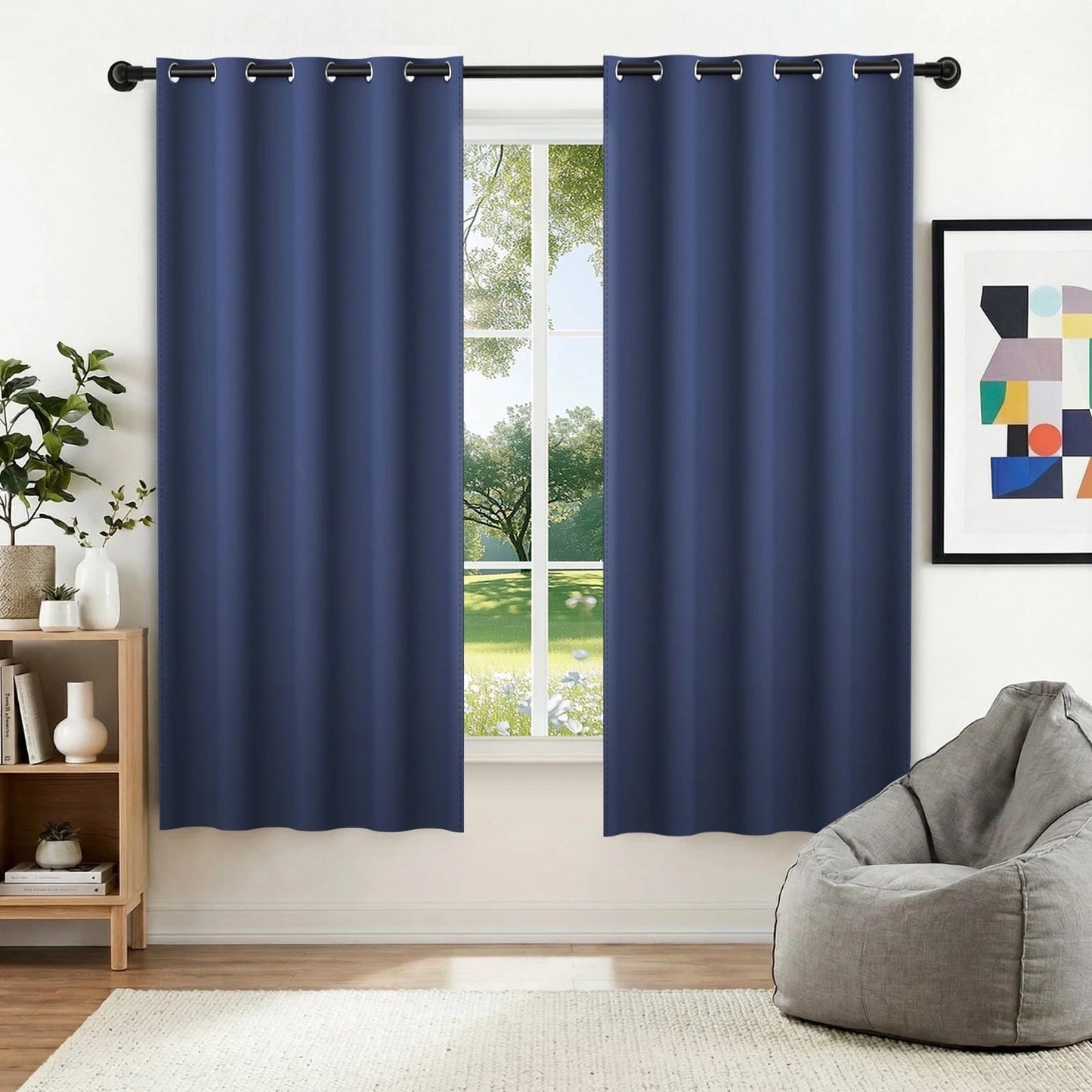 XUEYU Blackout Curtains, Full Light Blocking Curtains for Bedroom, Window Curtain for Living Room 52 x 72 inch Grommet, Energy Efficient Curtains for Living Room Window(2 Panels,Navy)
