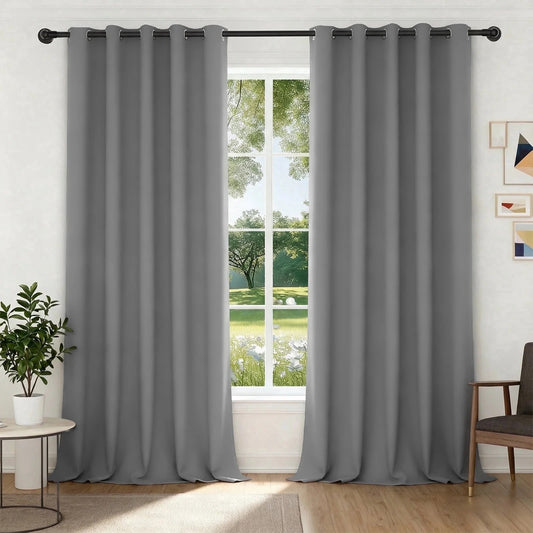 XUEYU 100% Blackout Curtains for Bedroom, Light Blocking Thermal Insulated Curtains with Noise Reduction, 52x96 Inch Room Darkening Window Drapes, Set of 2 Panels, Brown（副本）