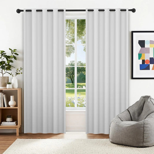 XUEYU Blackout Curtains, Full Light Blocking Curtains for Bedroom, Window Curtain for Living Room 52 x 84 inch Grommet, Energy Efficient Curtains for Living Room Window(2 Panels,White)