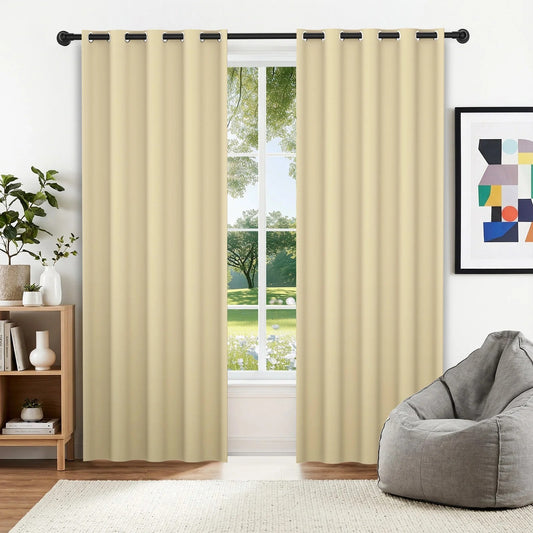 XUEYU Blackout Curtains, Full Light Blocking Curtains for Bedroom, Window Curtain for Living Room 52 x 84 inch Grommet, Energy Efficient Curtains for Living Room Window(2 Panels,Beige)